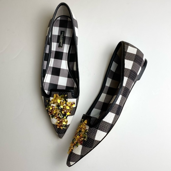 DOLCE & GABBANA Plaid Black Pointed Toe
Embellished Flat - Picture 3 of 9